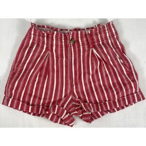 AMERICAN EAGLE Faded Red & White STRIPED LINEN Blend SHORTS Size 2 Forth Of July